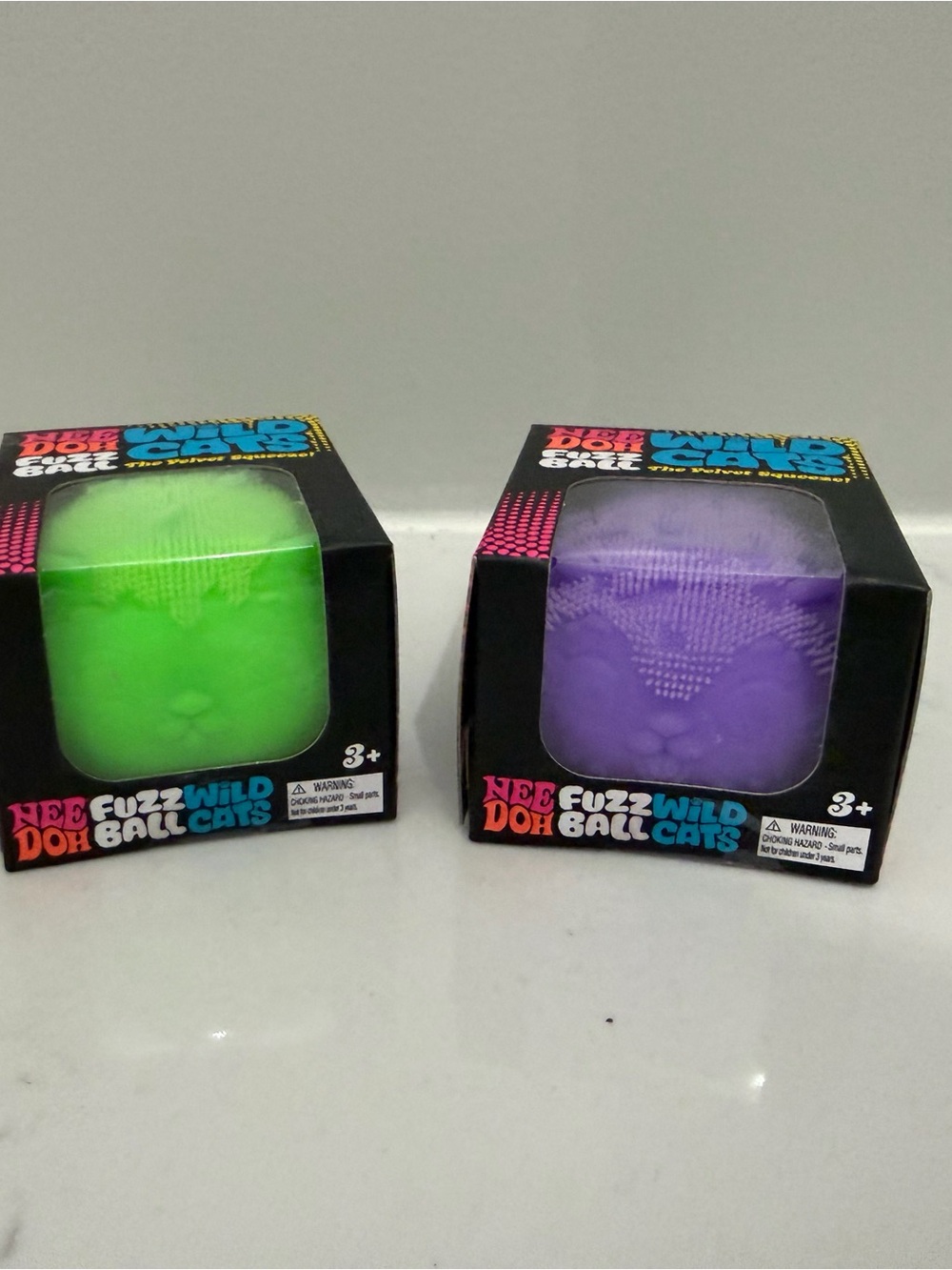NEW 2X Nee Doh Fuzz Ball Wild Cats Sensory Toy - Green or Purple